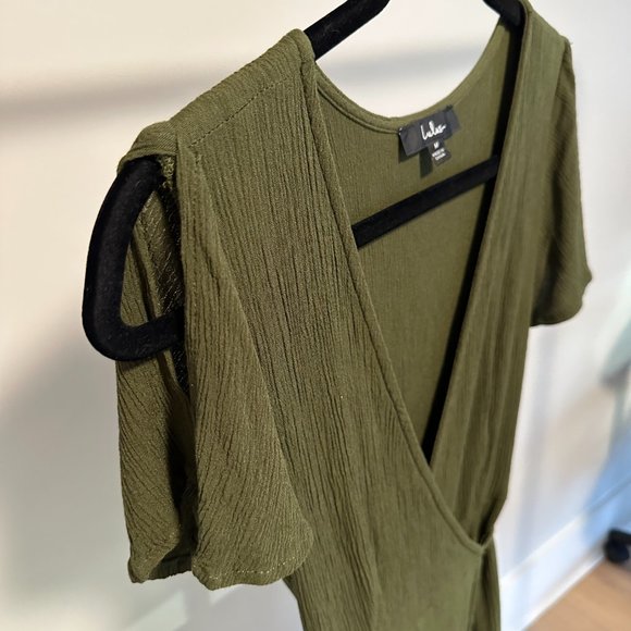 Lulu's Green Wrap Mini Dress - Picture 5 of 6